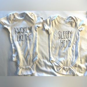 Rae Dunn baby • set of two infant onesies 6-9 months